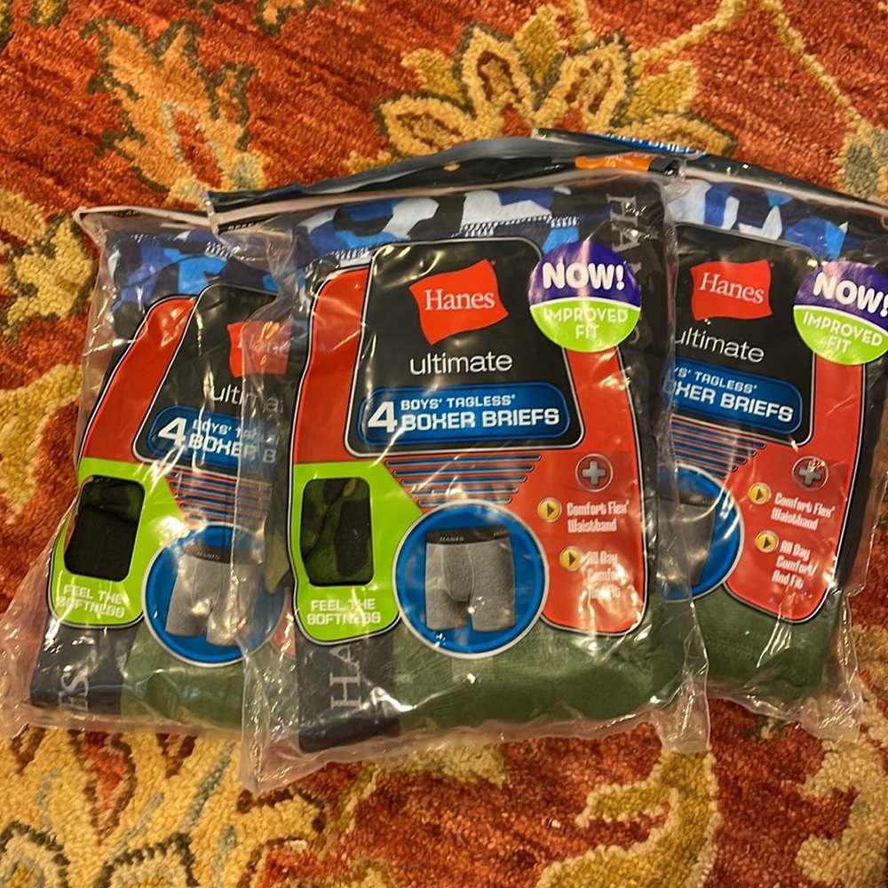 Lot of 3 packs BNWT Hanes boxer briefs size M 10/12 (12 count)
